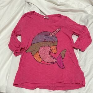 Cheeky 6 hot pink bejeweled norwal long sleeve super soft t shirt euc